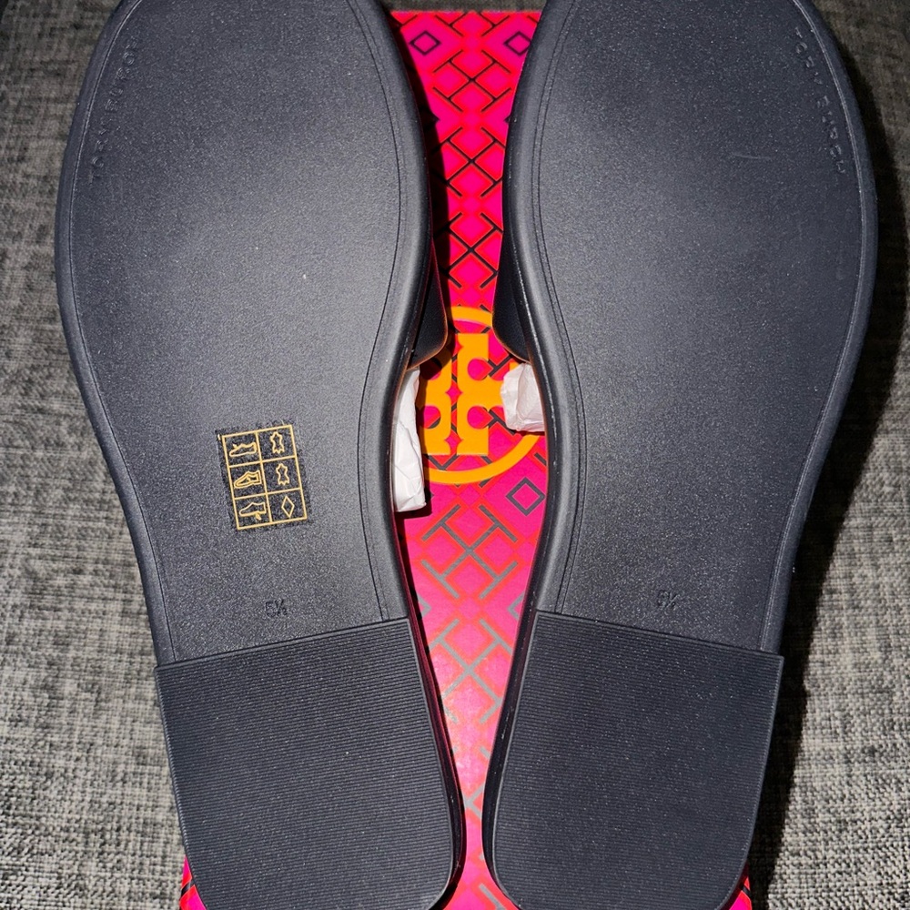 Tory Burch Dark Blue Slide Sandals - Picture 3 of 7